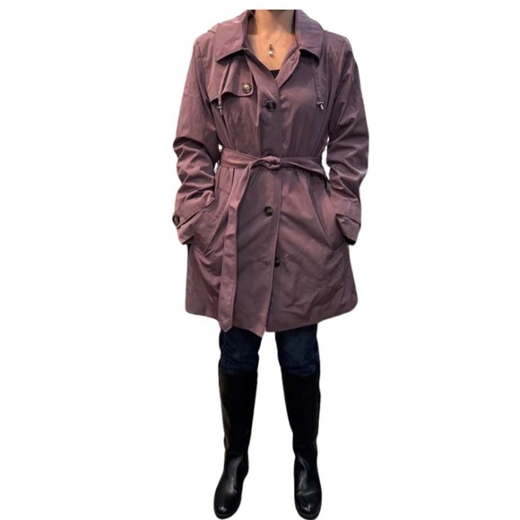 London Fog Aurora Belted Trench Coat – Mauve/Purple – Size XL - Picture 2 of 8